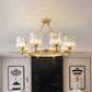 Prismatic Crystal Cylinder Chandelier Contemporary 3/6/8-Head Dining Room Ceiling Suspension Lamp in Black/Gold Clearhalo 'Ceiling Lights' 'Chandeliers' 'Modern Chandeliers' 'Modern' Lighting' 2017353