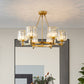 Prismatic Crystal Cylinder Chandelier Contemporary 3/6/8-Head Dining Room Ceiling Suspension Lamp in Black/Gold Clearhalo 'Ceiling Lights' 'Chandeliers' 'Modern Chandeliers' 'Modern' Lighting' 2017358