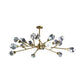 Brass Branching Chandelier Modern Crystal Block 9/12/18-Light Family Room Suspension Pendant 18 Brass Clearhalo 'Ceiling Lights' 'Chandeliers' 'Modern Chandeliers' 'Modern' Lighting' 2017429