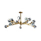 Brass Branching Chandelier Modern Crystal Block 9/12/18-Light Family Room Suspension Pendant 15 Brass Clearhalo 'Ceiling Lights' 'Chandeliers' 'Modern Chandeliers' 'Modern' Lighting' 2017433