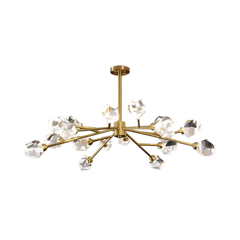 6/15/18 Lights Ceiling Chandelier Post-Modern Branched Crystal Block Hanging Light in Brass 18 Brass Clearhalo 'Ceiling Lights' 'Chandeliers' 'Modern Chandeliers' 'Modern' Lighting' 2017445