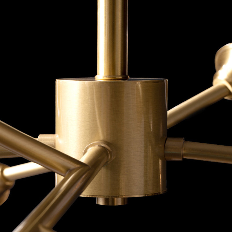 Branching Flower Crystal Ceiling Light Post-Modern 6/12/15 Heads Bedroom Hanging Chandelier in Brass Clearhalo 'Ceiling Lights' 'Chandeliers' 'Modern Chandeliers' 'Modern' Lighting' 2017479