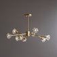 Branching Flower Crystal Ceiling Light Post-Modern 6/12/15 Heads Bedroom Hanging Chandelier in Brass 9 Brass Clearhalo 'Ceiling Lights' 'Chandeliers' 'Modern Chandeliers' 'Modern' Lighting' 2017482