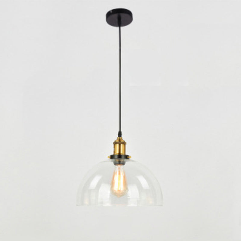 1 Bulb Drop Pendant Farmhouse Dining Room Hanging Ceiling Light with Geometry Glass Shade Clear D Clearhalo 'Ceiling Lights' 'Industrial Pendants' 'Industrial' 'Middle Century Pendants' 'Pendant Lights' 'Pendants' 'Tiffany' Lighting' 2017535