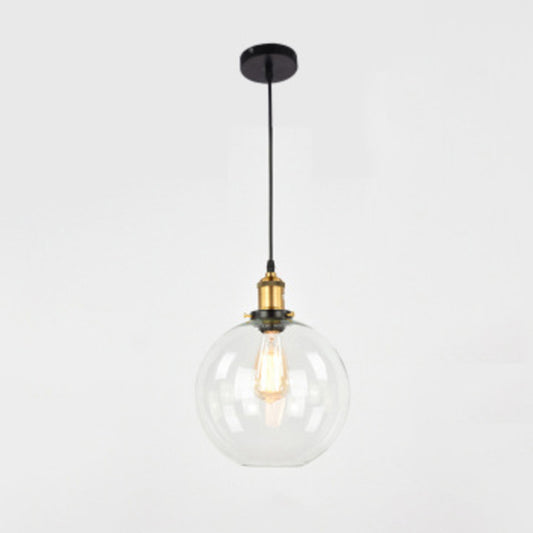 1 Bulb Drop Pendant Farmhouse Dining Room Hanging Ceiling Light with Geometry Glass Shade Clear C Clearhalo 'Ceiling Lights' 'Industrial Pendants' 'Industrial' 'Middle Century Pendants' 'Pendant Lights' 'Pendants' 'Tiffany' Lighting' 2017537