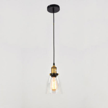 1 Bulb Drop Pendant Farmhouse Dining Room Hanging Ceiling Light with Geometry Glass Shade Clear A Clearhalo 'Ceiling Lights' 'Industrial Pendants' 'Industrial' 'Middle Century Pendants' 'Pendant Lights' 'Pendants' 'Tiffany' Lighting' 2017539
