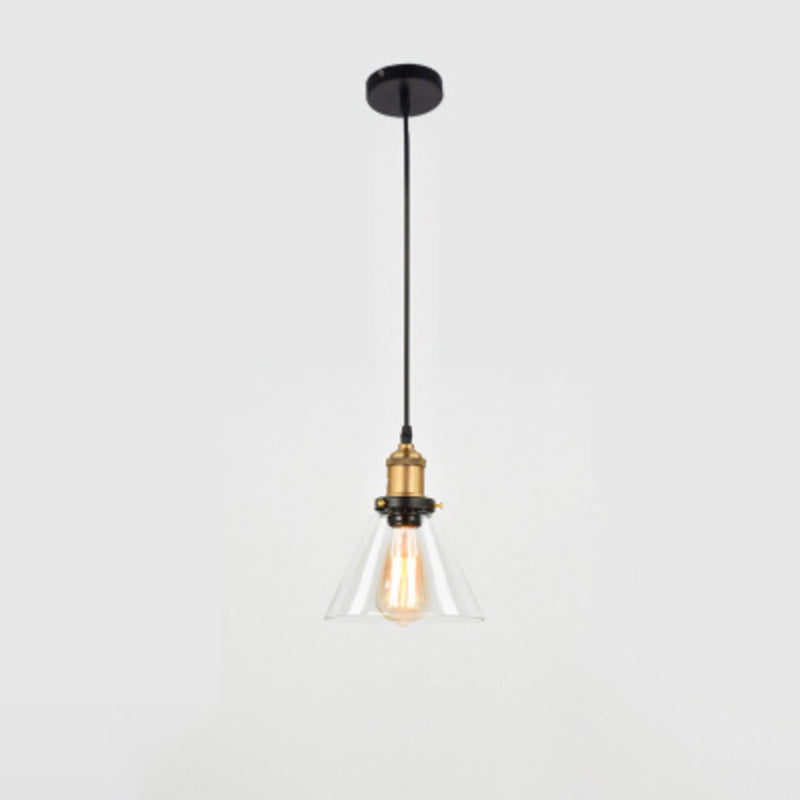 1 Bulb Drop Pendant Farmhouse Dining Room Hanging Ceiling Light with Geometry Glass Shade Clear B Clearhalo 'Ceiling Lights' 'Industrial Pendants' 'Industrial' 'Middle Century Pendants' 'Pendant Lights' 'Pendants' 'Tiffany' Lighting' 2017540