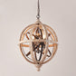 5-Light Wood Drop Pendant Classic Distressed White Globe Cage Bedroom Chandelier Lighting with Crystal Accent Clearhalo 'Ceiling Lights' 'Chandeliers' Lighting' options 2017561
