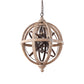 5-Light Wood Drop Pendant Classic Distressed White Globe Cage Bedroom Chandelier Lighting with Crystal Accent Clearhalo 'Ceiling Lights' 'Chandeliers' Lighting' options 2017562