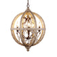 5-Light Wood Drop Pendant Classic Distressed White Globe Cage Bedroom Chandelier Lighting with Crystal Accent Clearhalo 'Ceiling Lights' 'Chandeliers' Lighting' options 2017566