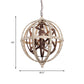 5-Light Wood Drop Pendant Classic Distressed White Globe Cage Bedroom Chandelier Lighting with Crystal Accent Clearhalo 'Ceiling Lights' 'Chandeliers' Lighting' options 2017569