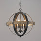 Wood Strap Globe Pendant Chandelier Country Living Room Hanging Lamp Kit in Black 6 Black Clearhalo 'Ceiling Lights' 'Chandeliers' Lighting' options 2017571_76c1f426-e125-440c-848b-4ef72c5c04c9