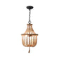 Rural Beaded Basket Chandelier Lamp 2-Head Wood Pendant Light Fixture for Restaurant Beige Clearhalo 'Ceiling Lights' 'Chandeliers' Lighting' options 2017609_1e131f4a-1dea-4800-a334-a09b8487612e
