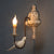 Swooping Arm Living Room Wall Lamp Rustic Wood Distressed White Sconce with Candle and Bird Decoration 1.0 Distressed White Clearhalo 'Wall Lamps & Sconces' 'Wall Lights' Lighting' 2017672