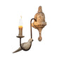 Swooping Arm Living Room Wall Lamp Rustic Wood Distressed White Sconce with Candle and Bird Decoration Clearhalo 'Wall Lamps & Sconces' 'Wall Lights' Lighting' 2017675