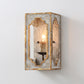 Light Grey 1 Bulb Wall Mount Lighting Countryside Wood Rectangle Wall Light Fixture with Candle Design Clearhalo 'Wall Lamps & Sconces' 'Wall Lights' Lighting' 2017692