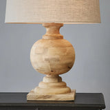 Round Fabric Table Lamp Classic 1 Light Bedroom Nightstand Light with Ball Wood Base Clearhalo 'Lamps' 'Table Lamps' Lighting' 2017702