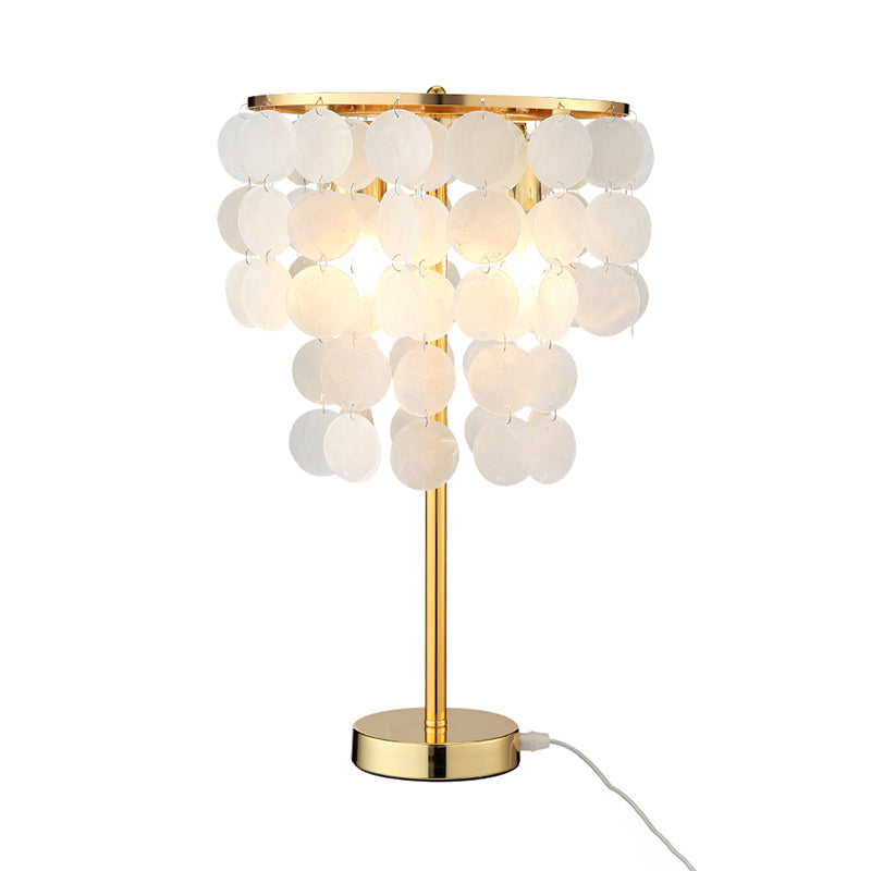Shell Nightstand Lamp Cascading Countryside Metallic Table Lighting for Bedroom Gold Clearhalo 'Lamps' 'Table Lamps' Lighting' 2017787