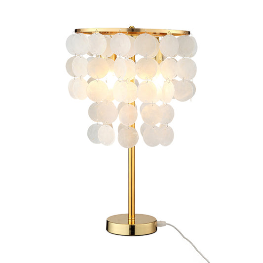 Shell Nightstand Lamp Cascading Countryside Metallic Table Lighting for Bedroom Gold Clearhalo 'Lamps' 'Table Lamps' Lighting' 2017787