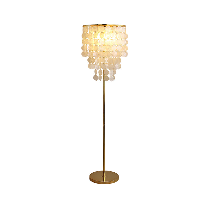 Shell Cascading Floor Lighting Classic 1 Bulb Living Room Standing Lamp in Gold Gold Clearhalo 'Floor Lamps' 'Lamps' Lighting' 2017800