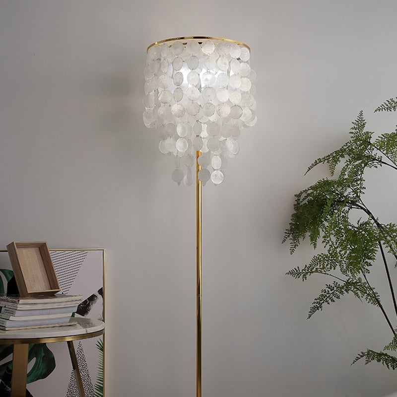 Shell Cascading Floor Lighting Classic 1 Bulb Living Room Standing Lamp in Gold Clearhalo 'Floor Lamps' 'Lamps' Lighting' 2017801