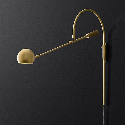 Metal Sphere Wall Lighting Fixture Modern 1 Head Wall Sconce Light with Curved Arm Clearhalo 'Cast Iron' 'Glass' 'Industrial' 'Modern wall lights' 'Modern' 'Tiffany' 'Traditional wall lights' 'Wall Lamps & Sconces' 'Wall Lights' Lighting' 2017829