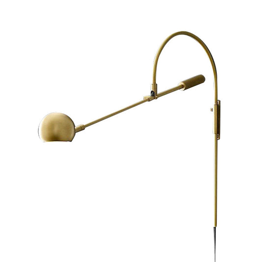 Metal Sphere Wall Lighting Fixture Modern 1 Head Wall Sconce Light with Curved Arm Gold Clearhalo 'Cast Iron' 'Glass' 'Industrial' 'Modern wall lights' 'Modern' 'Tiffany' 'Traditional wall lights' 'Wall Lamps & Sconces' 'Wall Lights' Lighting' 2017833
