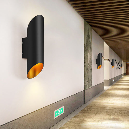Minimal Oblique Tube Wall Lamp Aluminum 2 Lights Corridor Wall Light Fixture in Black Clearhalo 'Cast Iron' 'Glass' 'Industrial' 'Modern wall lights' 'Modern' 'Tiffany' 'Traditional wall lights' 'Wall Lamps & Sconces' 'Wall Lights' Lighting' 2017896