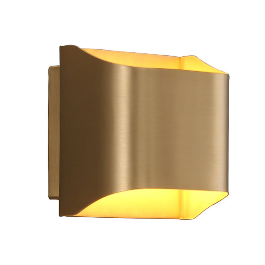 Modernism Cut Geometry Wall Light Metal LED Wall Lighting in Gold for Bedside Gold 4" Clearhalo 'Cast Iron' 'Glass' 'Industrial' 'Modern wall lights' 'Modern' 'Tiffany' 'Traditional wall lights' 'Wall Lamps & Sconces' 'Wall Lights' Lighting' 2017901