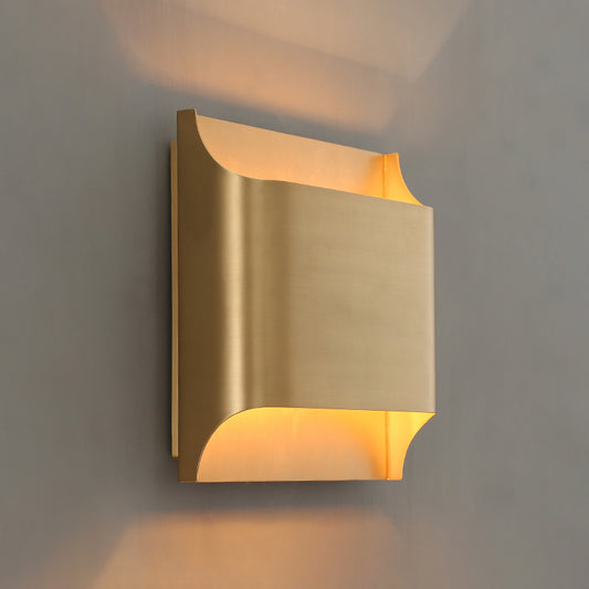 Modernism Cut Geometry Wall Light Metal LED Wall Lighting in Gold for Bedside Gold 10" Clearhalo 'Cast Iron' 'Glass' 'Industrial' 'Modern wall lights' 'Modern' 'Tiffany' 'Traditional wall lights' 'Wall Lamps & Sconces' 'Wall Lights' Lighting' 2017902