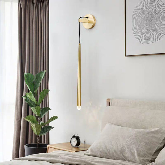 Living Room LED Wall Lighting Nordic Gold Crystal Wall Light Sconce with Tapered Metal Shade Clearhalo 'Cast Iron' 'Glass' 'Industrial' 'Modern wall lights' 'Modern' 'Tiffany' 'Traditional wall lights' 'Wall Lamps & Sconces' 'Wall Lights' Lighting' 2017913