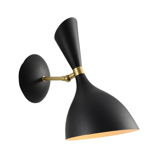 Simple 1 Light Wall Mounted Light Funnel Wall Lamp Sconce with Metal Shade for Bedside Black Clearhalo 'Cast Iron' 'Glass' 'Industrial' 'Modern wall lights' 'Modern' 'Tiffany' 'Traditional wall lights' 'Wall Lamps & Sconces' 'Wall Lights' Lighting' 2017936
