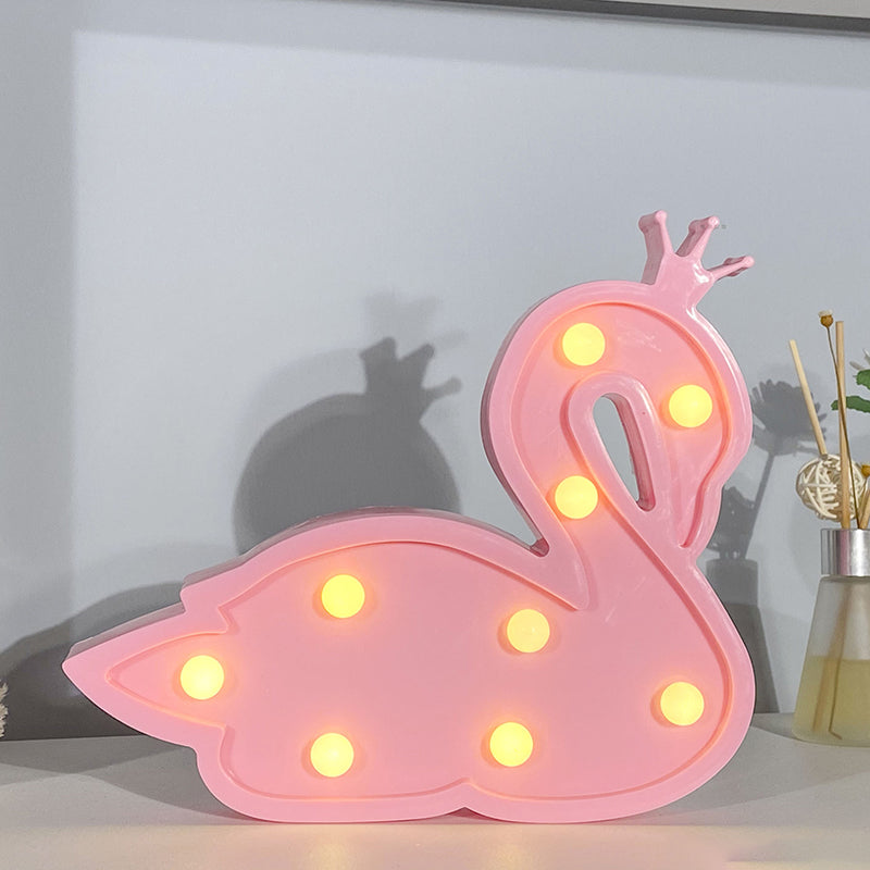 Plastic Swan Wall Night Lamp Contemporary LED Night Lighting for Children Bedroom Pink Clearhalo 'Night Lights' 'Wall Lights' Lighting' 2018001