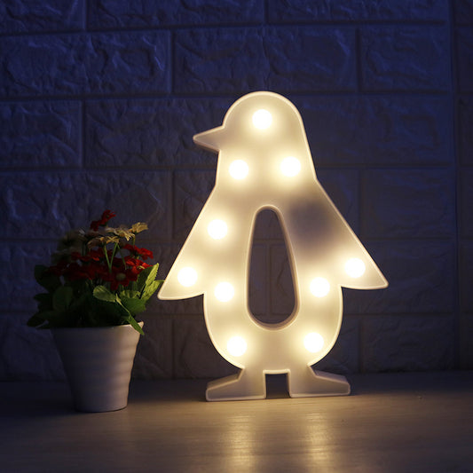 White Christmas Element Night Lighting Modern Style Battery LED Plastic Nightstand Light White Penguin Clearhalo 'Modern wall lights' 'Modern' 'Night Lights' 'Wall Lights' Lighting' 2018013