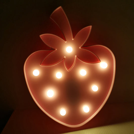 Fruit and Animal Baby Room Night Light Plastic LED Minimalist Nightstand Lighting Pink Clearhalo 'Night Lights' 'Wall Lights' Lighting' 2018057
