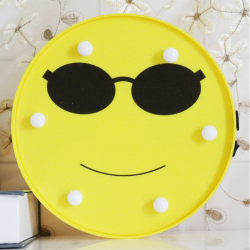 Funny Emoji Expression Wall Light Modernist Plastic Battery LED Yellow Nightstand Lamp Yellow B Clearhalo 'Night Lights' 'Wall Lights' Lighting' 2018127