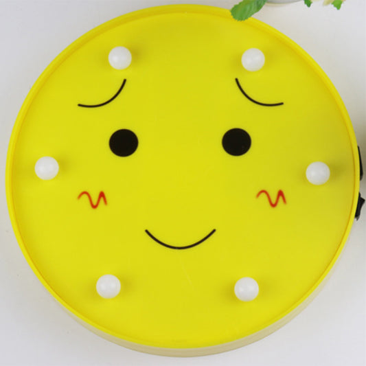 Funny Emoji Expression Wall Light Modernist Plastic Battery LED Yellow Nightstand Lamp Yellow D Clearhalo 'Night Lights' 'Wall Lights' Lighting' 2018129