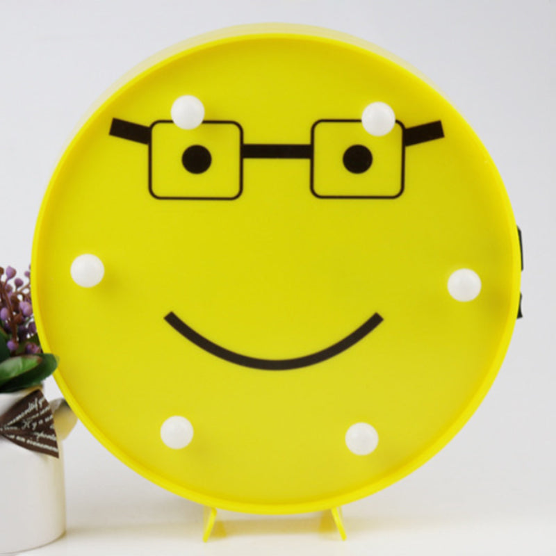 Funny Emoji Expression Wall Light Modernist Plastic Battery LED Yellow Nightstand Lamp Yellow F Clearhalo 'Night Lights' 'Wall Lights' Lighting' 2018131