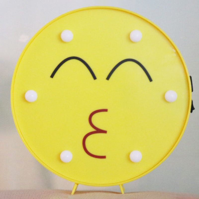 Funny Emoji Expression Wall Light Modernist Plastic Battery LED Yellow Nightstand Lamp Yellow H Clearhalo 'Night Lights' 'Wall Lights' Lighting' 2018133