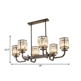Cylinder Dining Room Island Light Fixture Classic Faceted Crystal 7 Heads Black Pendant Lamp Clearhalo 'Ceiling Lights' 'Island Lights' Lighting' 2018158