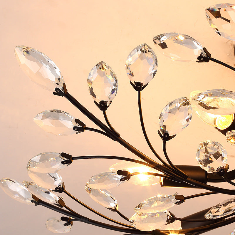Branches Living Room Semi Flush Light Rural Crystal LED Black Close to Ceiling Lighting Clearhalo 'Ceiling Lights' 'Close To Ceiling Lights' 'Close to ceiling' 'Semi-flushmount' Lighting' 2018270