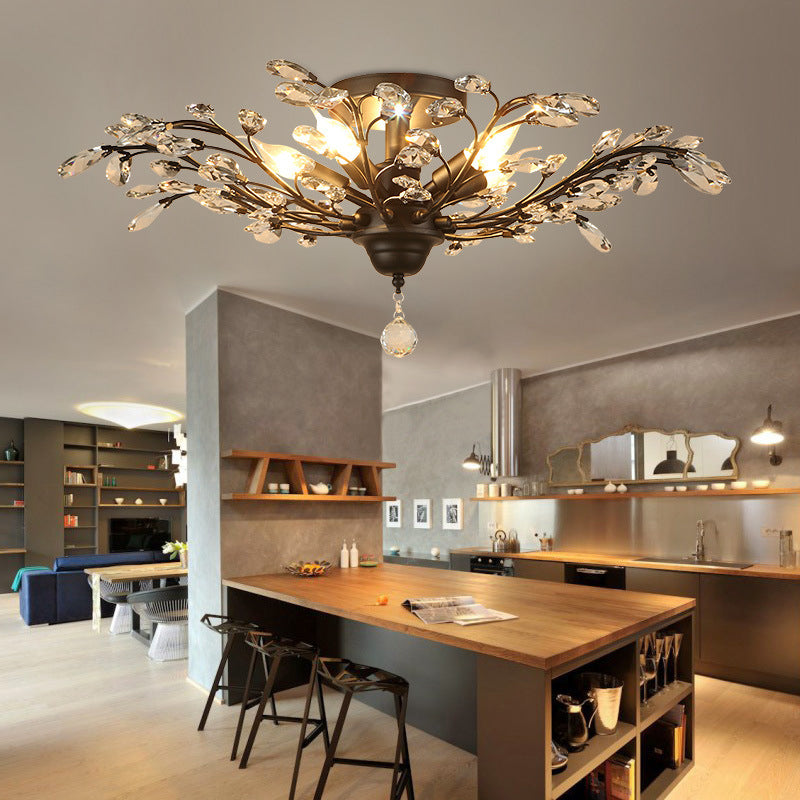 Crystal Branches Ceiling Chandelier Traditional Dining Room Pendant Lighting Fixture Clearhalo 'Ceiling Lights' 'Chandeliers' Lighting' options 2018373