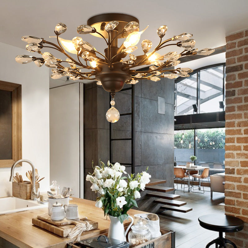 Crystal Branches Ceiling Chandelier Traditional Dining Room Pendant Lighting Fixture Clearhalo 'Ceiling Lights' 'Chandeliers' Lighting' options 2018374