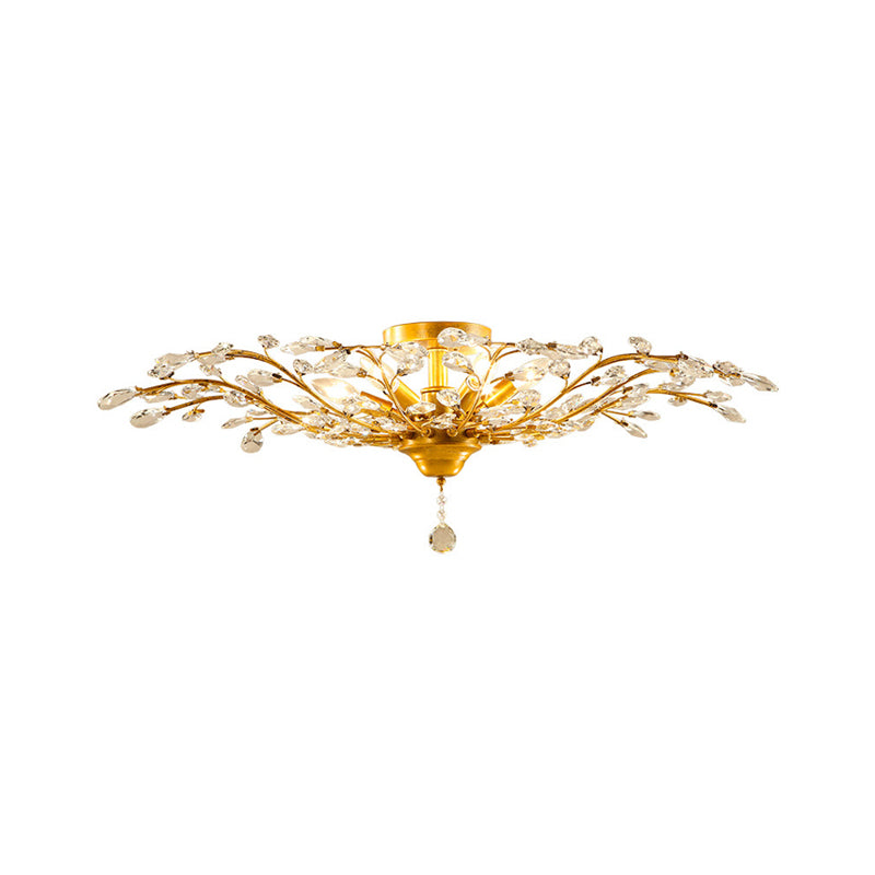 Crystal Branches Ceiling Chandelier Traditional Dining Room Pendant Lighting Fixture 6 Gold Clearhalo 'Ceiling Lights' 'Chandeliers' Lighting' options 2018378_871ade14-d3e8-4820-b90b-6b57e137213e