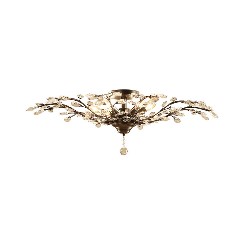 Crystal Branches Ceiling Chandelier Traditional Dining Room Pendant Lighting Fixture 6 Black Clearhalo 'Ceiling Lights' 'Chandeliers' Lighting' options 2018382_42979b1b-b59f-42c1-a921-cdc6d8a79777