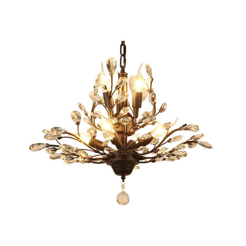 Crystal Branches Ceiling Chandelier Traditional Dining Room Pendant Lighting Fixture 7 Black Clearhalo 'Ceiling Lights' 'Chandeliers' Lighting' options 2018383_4b7679b4-bddc-4141-be85-1a88c00a4f9e