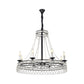 Candle Living Room Chandelier Light Country Crystal Strand Black Pendant Lamp with Wagon Wheel Design Clearhalo 'Ceiling Lights' 'Chandeliers' Lighting' options 2018402