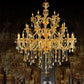 Amber Crystal Gold Hanging Pendant Curvy Arm 25 Lights Traditional Chandelier Lighting Fixture Clearhalo 'Ceiling Lights' 'Chandeliers' Lighting' options 2018419