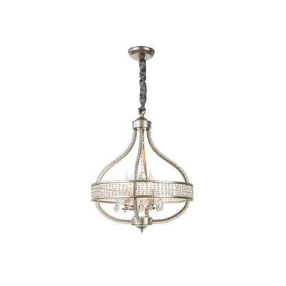Circular Suspension Pendant Light Traditional Nickel Metal Hanging Chandelier with Crystal Strands 4 Nickel Clearhalo 'Ceiling Lights' 'Chandeliers' Lighting' options 2018436_1aa2ca2c-87e1-4f08-b9f3-069a36bc4552