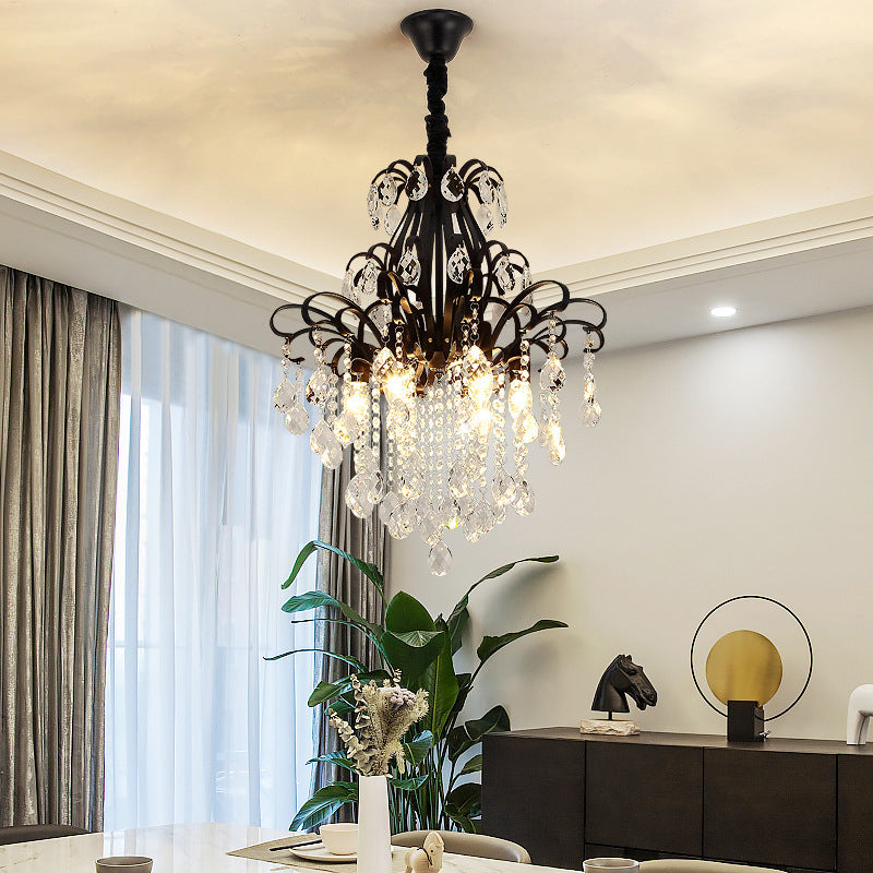 Metal Drop Pendant Branches Traditional Chandelier Lighting Fixture with Crystal Draping Clearhalo 'Ceiling Lights' 'Chandeliers' Lighting' options 2018483